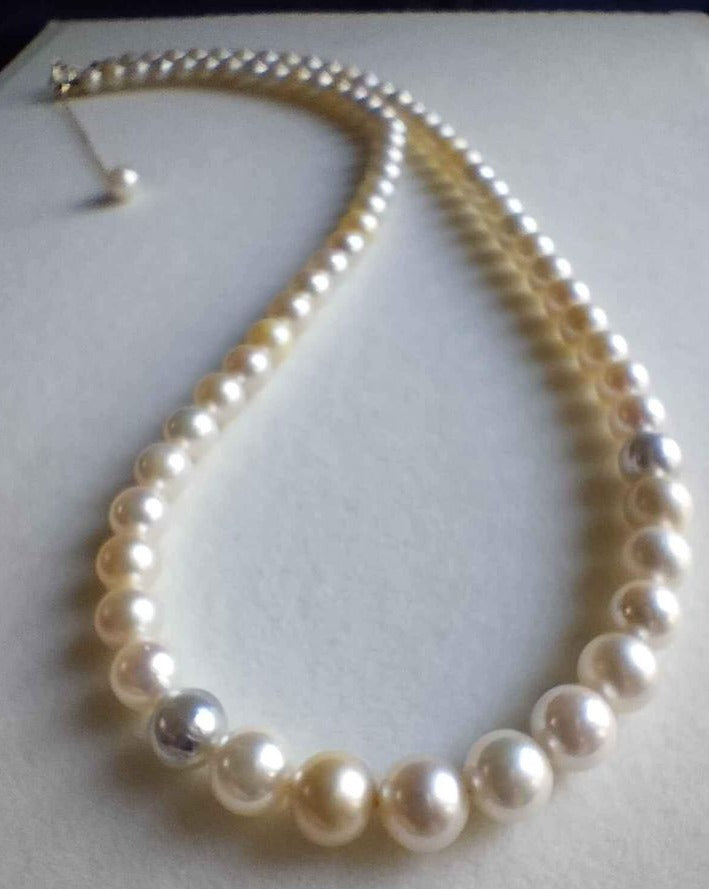 5.0-6.6mm Genuine Japanese akoya round pearls 18k gold necklace/chocker