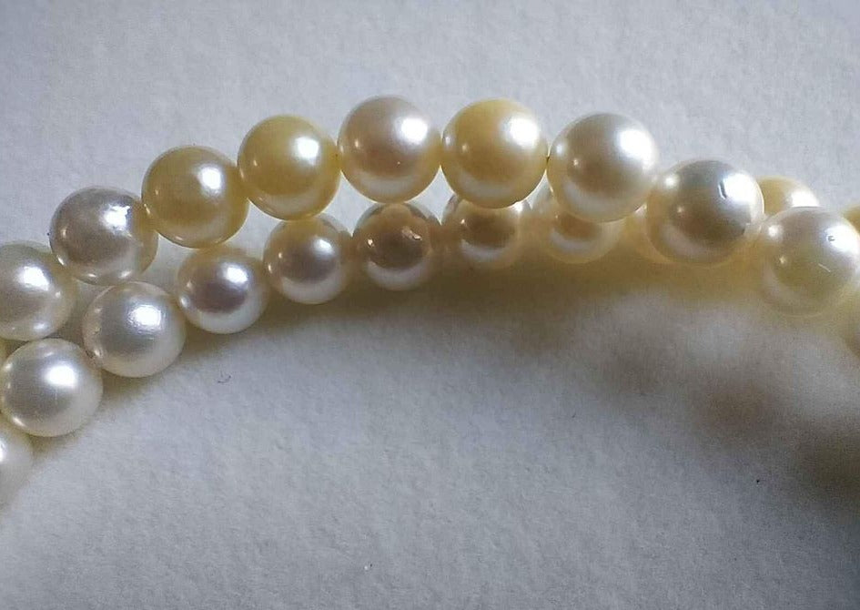 5.0-6.6mm Genuine Japanese akoya round pearls 18k gold necklace/chocker