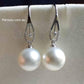 'Moonlight' 18k white gold diamond earrings genuine south sea white pearls 11.3mm
