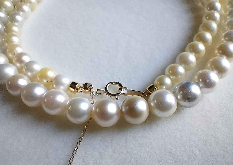 5.0-6.6mm Genuine Japanese akoya round pearls 18k gold necklace/chocker