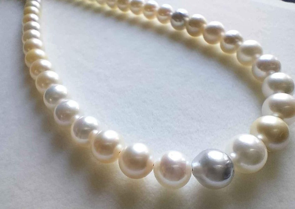 5.0-6.6mm Genuine Japanese akoya round pearls 18k gold necklace/chocker