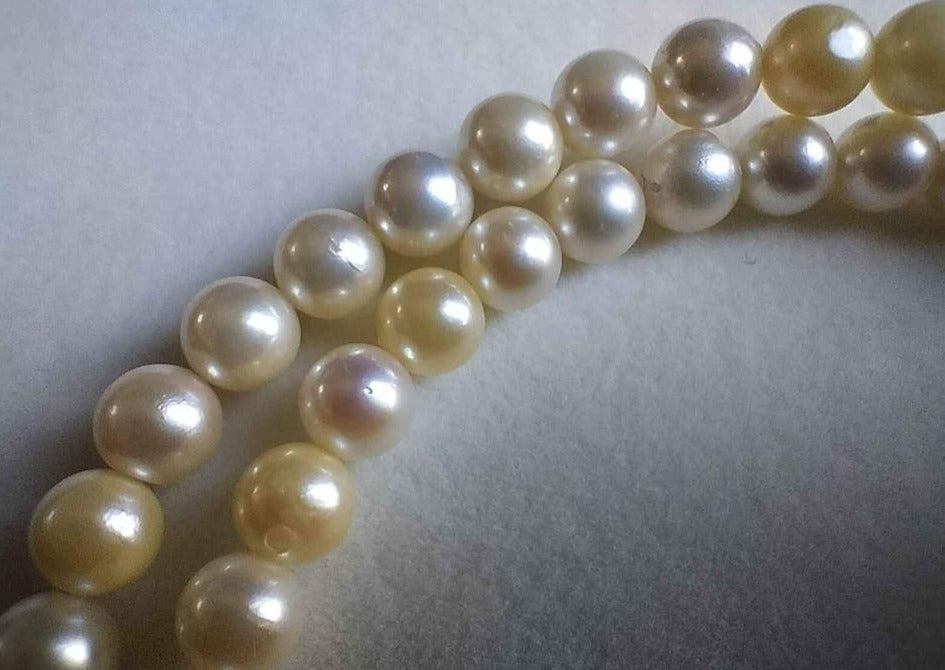 5.0-6.6mm Genuine Japanese akoya round pearls 18k gold necklace/chocker