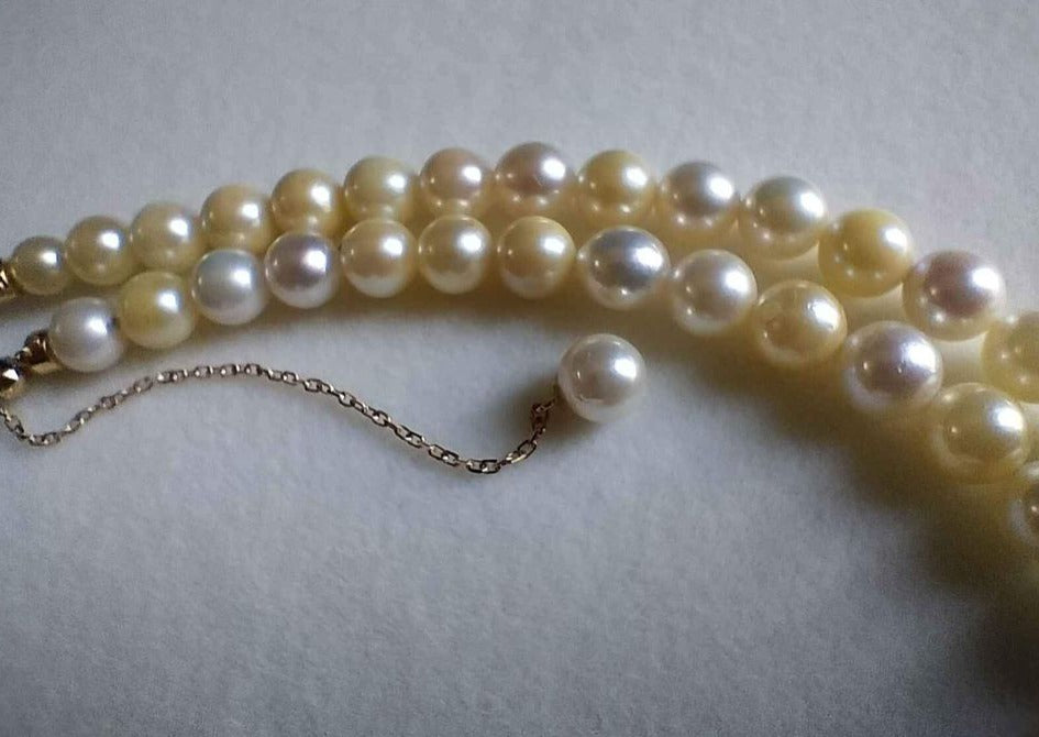 5.0-6.6mm Genuine Japanese akoya round pearls 18k gold necklace/chocker