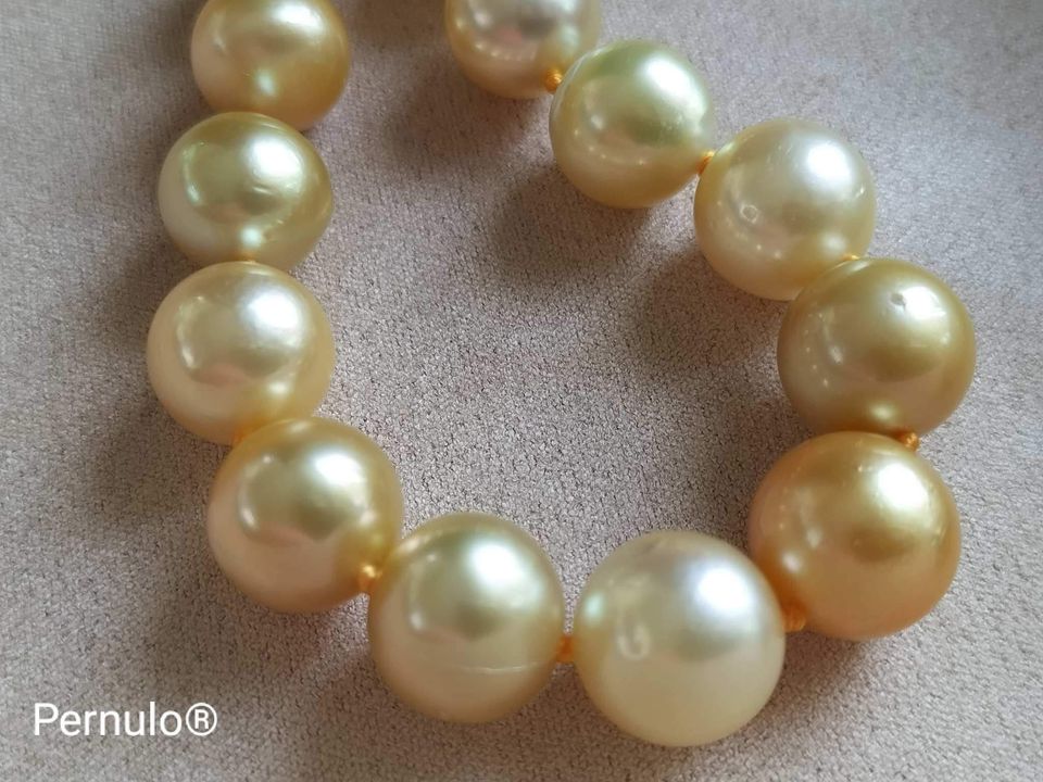8.4-11.8mm Genuine Golden South Sea Pearls classic necklace