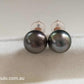 7.6mm Genuine tahitian south sea round pearls classic earrings studs 18k rose gold