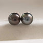 7.6mm Genuine tahitian south sea round pearls classic earrings studs 18k rose gold